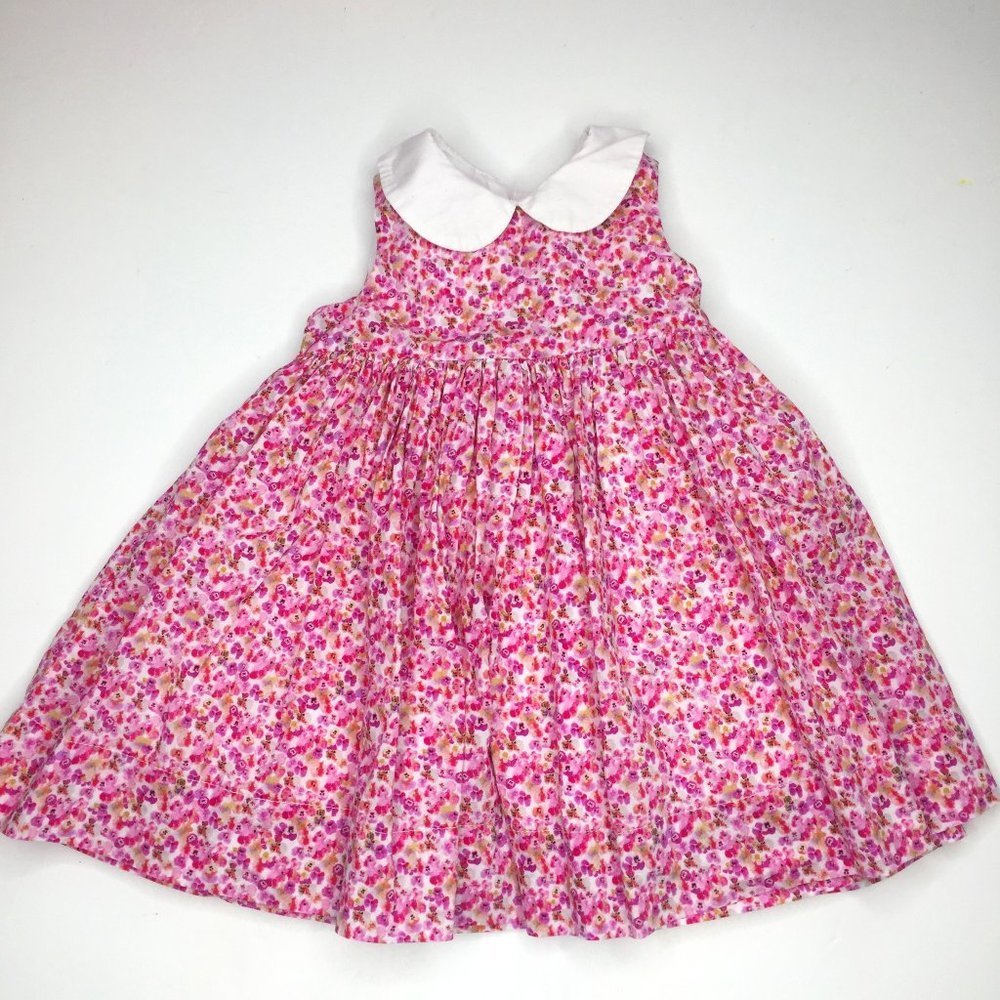 Baby CZ 6-12 months 100% cotton sleeveless dress with slip + peter pan collar.
